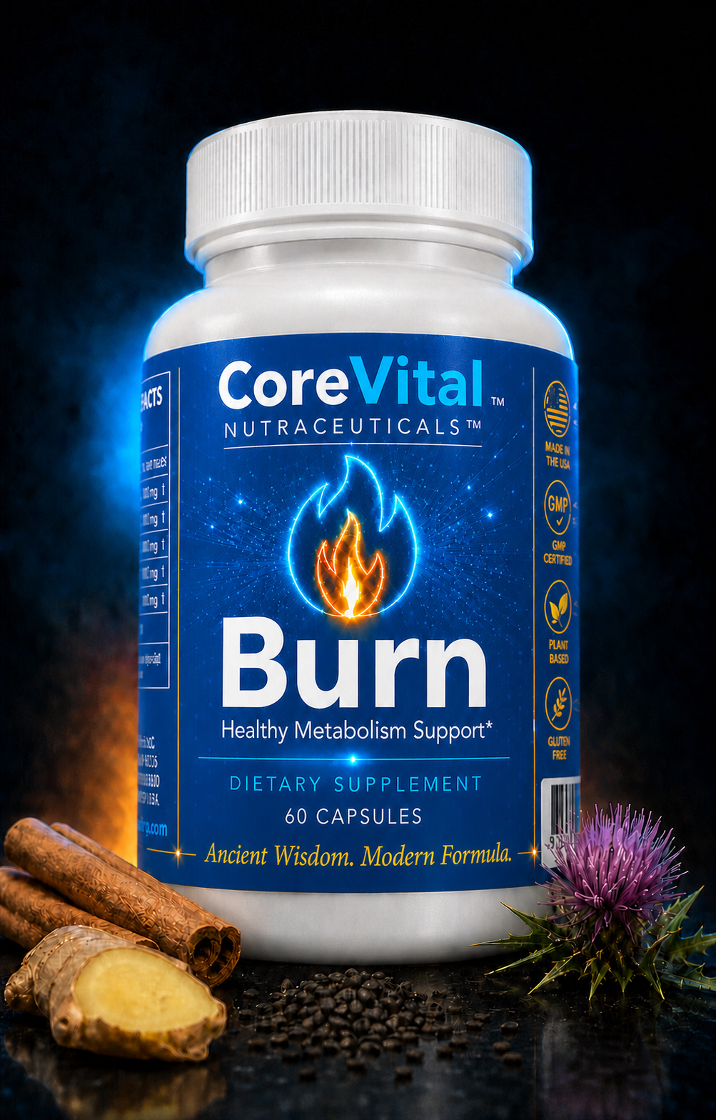 CoreVital Burn supplement bottle